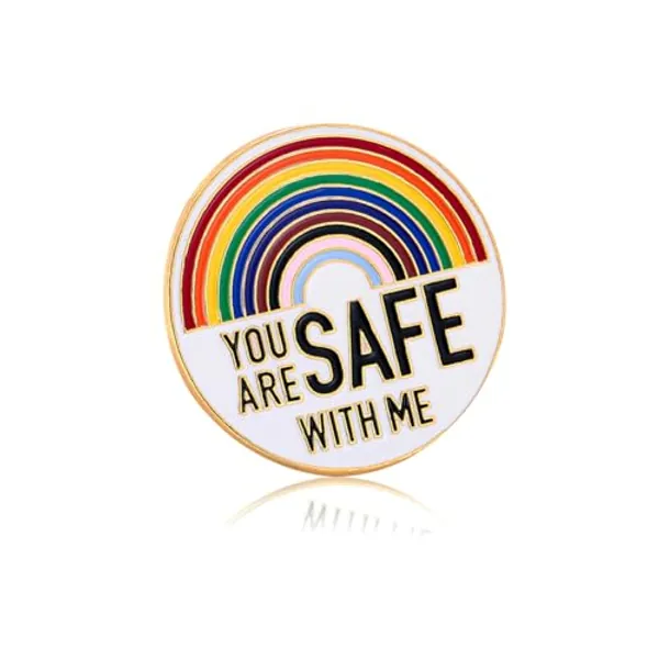 1/2/4/8Pcs YOU ARE SAFE WITH ME Pins, Enamel Lapel Pins LGBTQ Safe Pin Rainbow Ally Pride Pins Doctor Nurse Medical Students Brooch Pins Badge Pin for Hat Shirt Backpack Decoration Accessories Gift Bulk