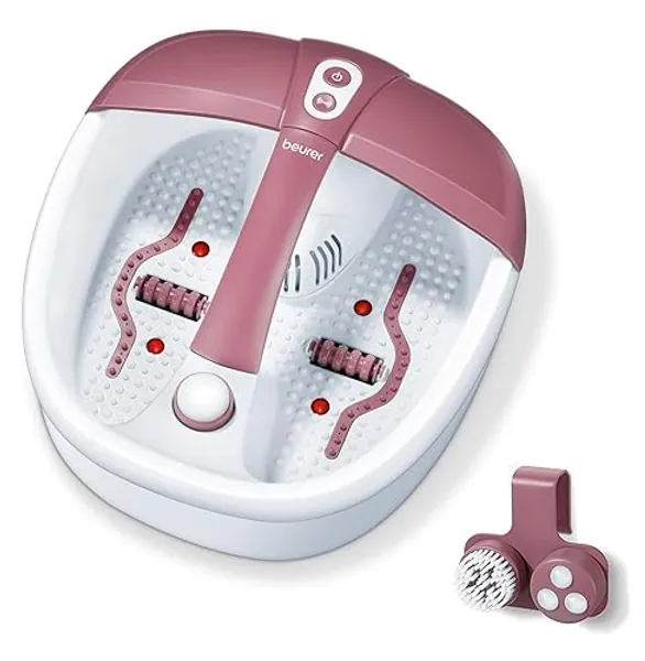 Beurer FB35 Foot Spa with Aromatherapy | Footbath with Bubble and Vibration Massage | Stimulating Infrared Light Therapy Function | Detachable Reflexology Rollers | 3 Pedicure attachments - Bubble massage with integrated aroma therapy