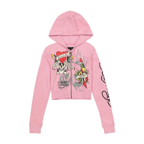 Tiger Dagger Zip Front Hoodie | S / BUBBLEGUM