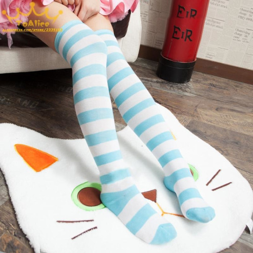 Pastel Striped Stockings - Blue