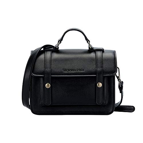 Bolsos de Mujer Retro Bolso Señora Tote, Bolso de Hombro de Cuero Mensajero Bolso Bandolera Bolsillos de Compras Elegantes de la Señora Trabajo Diario Vida Navidad y Fiesta - Negro Neutro