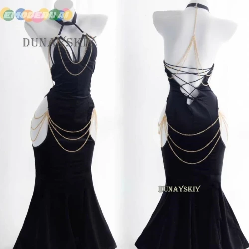 Anime Overlord Albedo Cosplay Trajes, Vestido de luva virilha aberta, Quadril embrulhado, Saia De Cauda De Peixe, Sereia Preta, Halloween Hazbin Alaúde - AliExpress 