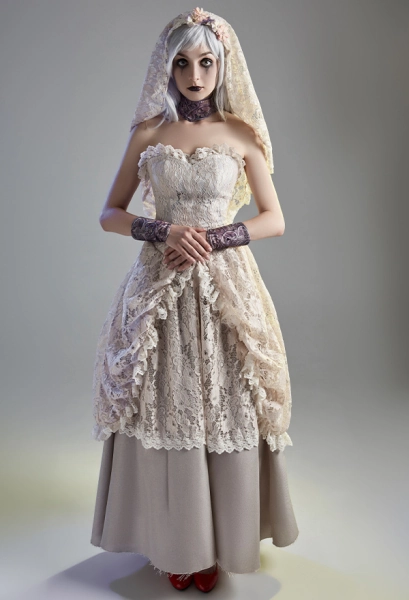 Resident Evil Village 8 Angie Hochzeitskleid Cosplay Spitze Kleid Halloween Cosplay Kostüm