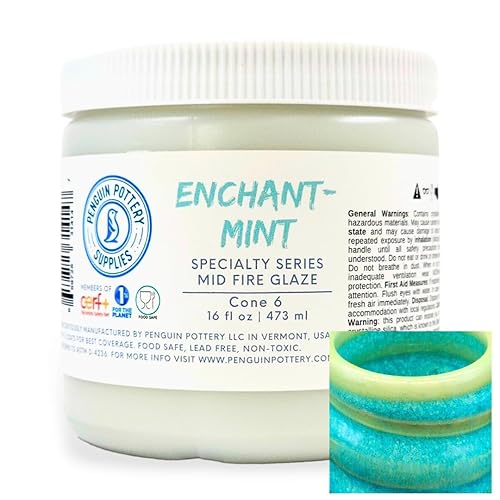 Penguin Pottery - Specialty Series - EnchantMint - Mid Fire Glaze, High Fire Glaze, Cone 6 for Mid Fire Clay - Ceramic Glaze Pottery (1 Pint | 16 oz | 473 ml) - EnchantMint