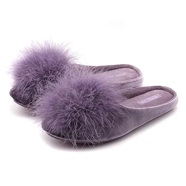 BCTEX COLL Women's Cozy Velvet Memory Foam House Slipper, Ladies Fuzzy Bedroom Slipper Non-slip Sole