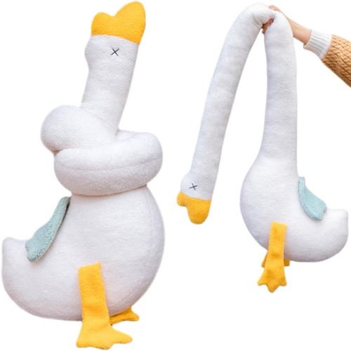 ELAINREN Giant Swan Stuffed Animal Toy with Long Neck, 55Inch White Goose Plush Soft Hugging Body Pillow Home Decor Cushion Easter Cute Duck Goose Plushie Dolls Gifts for Kids Xmas - Goose01
