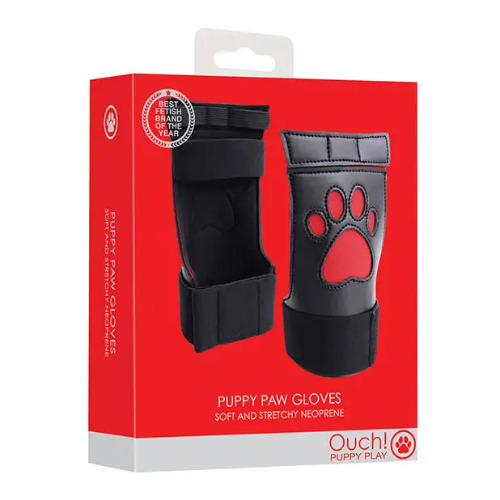 Shots Ouch Puppy Play Paw Cut-Out Gloves - Red