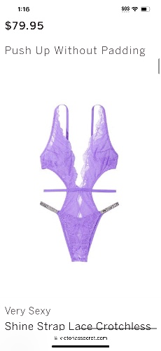 Shine Strap Lace Crotchless Teddy - Very Sexy - vs