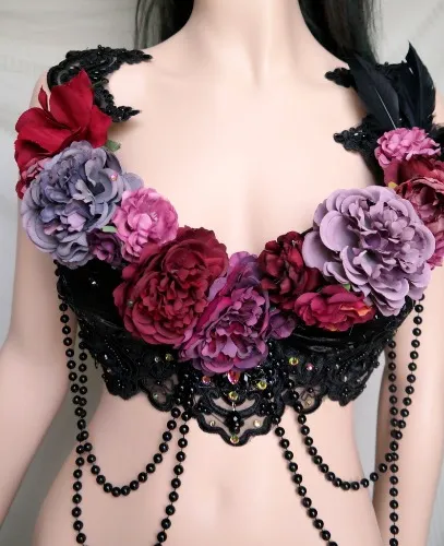 Black Victorian Goth Fairy bra, Black Rave bra and tutu, Goth Rave bra, Victorian Bra, Adult Fairy Costume, Fairy Rave bra and tutu