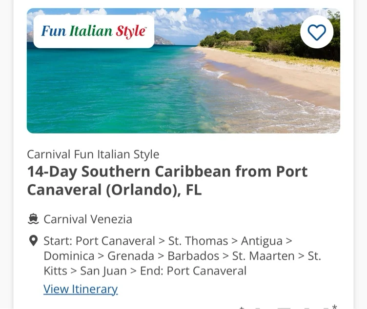 Carnival - 14 day cruise