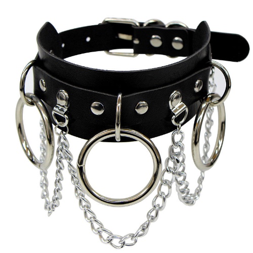 Steampunk Circle Choker - black / 60cm / Necklaces