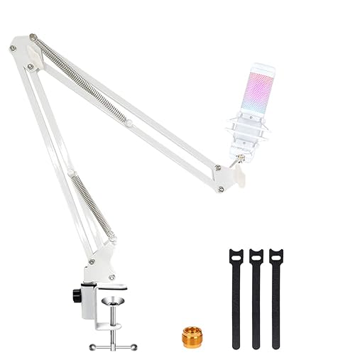 White Boom Arm for Hyperx Quadcast S, Professional Adjustable White Mic Boom Arm, White Stand Compatible With Hyperx Quadcast White Microphone By YUZUHOME - white Boom Arm