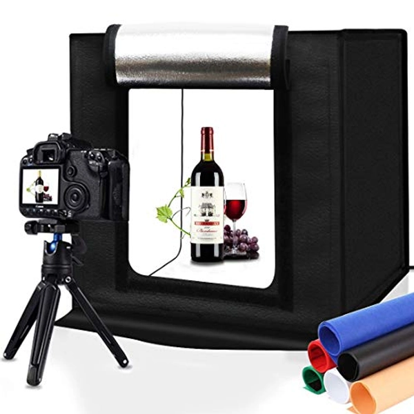 Portable Photo Studio Light Box,16inch Photography Lighting Tent kit,Shooting Lighting Softbox LED 5500k CRI95 & 6 Color Backdrops for Product Display