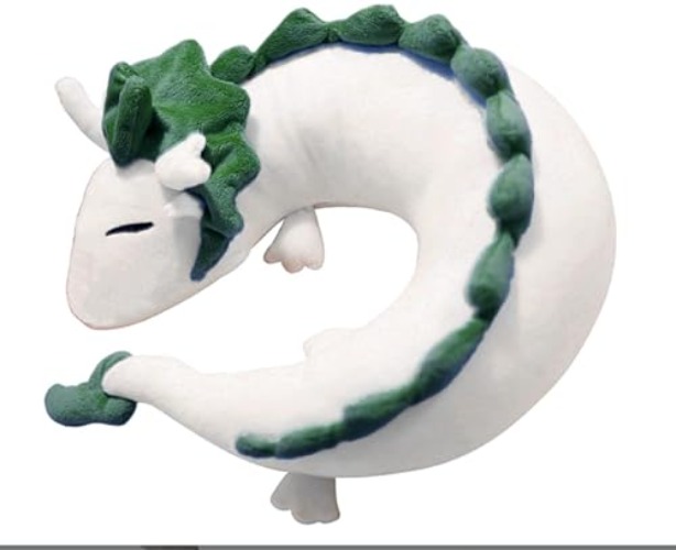 Yi jia hui White Dragon Neck Pillow, Spirited Away Dragon U-Shaped Pillow Cute Dragon Pillow for Travel, Christmas and Birthday Gift (White)