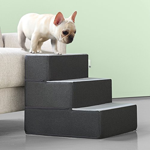 Zinus 3 Step Easy Pet Stairs/Pet Ramp/Pet Ladder/Grey, Medium - M (Pack of 1)