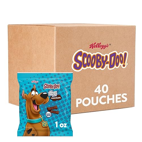 Kellogg's SCOOBY-DOO! Baked Graham Cracker Snacks, Lunch Snacks, Snack Crackers, Chocolate (40 Pouches) - Chocolate - 1 Ounce (Pack of 40)