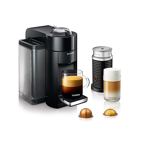 Nespresso Vertuo Coffee and Espresso Machine by De'Longhi with Milk Frother, 236.59 Milliliters, Piano Black - Machine + Frother - Black