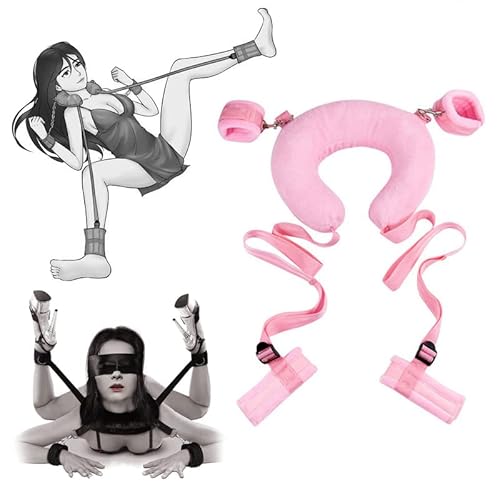 Bondage Restraints Sex Toys,Bondage Gear & Accessories Bdsm Toys Adults Bed Restraints,fuzzy Handcuffs Ankle Cuffs Sex Pillow,Removable Sex Tool Bondaged Kit Sex Toys for Couples (Pink) - Pink