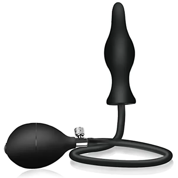 Silicone Expand Inflatable Anal Plug - Body-Safe Medical Grade Waterproof Butt Sex Toy for Male, Female and Beginners (Black Classic Style)