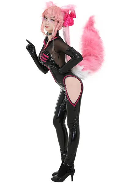 Fate Grand Order Tamamo no Mae Tamamo Vitch Secretary Onepiece Jumpsuit Uniform Cosplay Costume with Ears and Tail