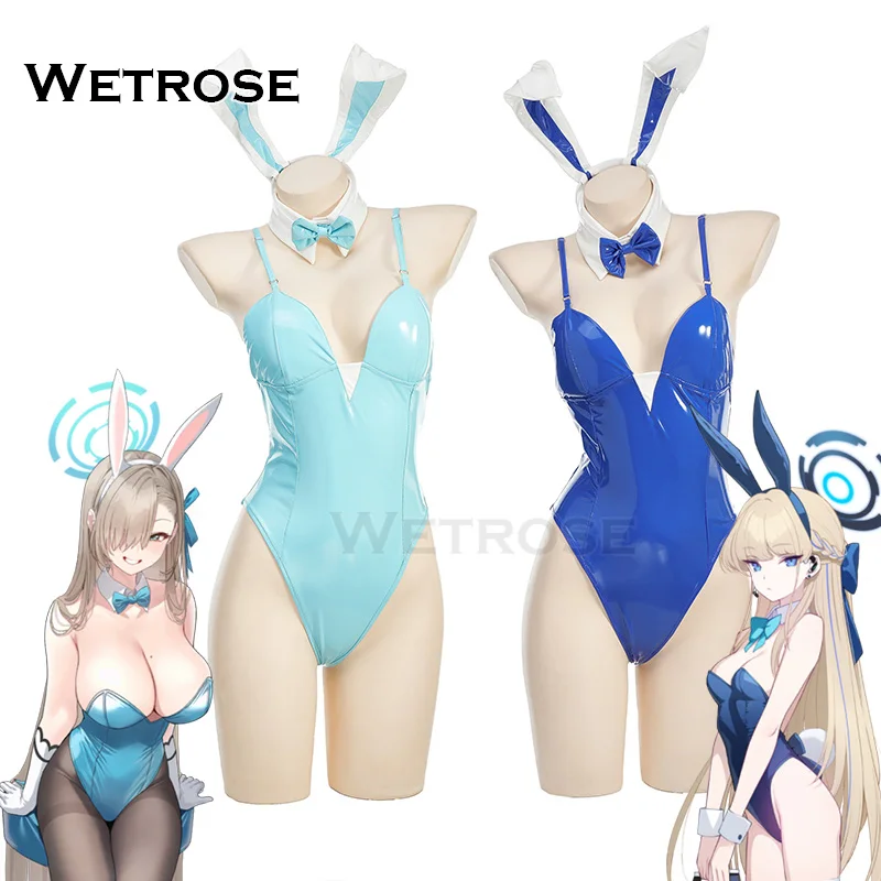  Asuma Toki  Asuna Cosplay Costume Blue Archive Sexy Leather Latex Bunny Girl Ichinose Set Wig Halloween Xmas| |   - AliExpress