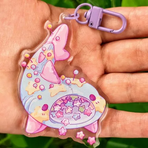 Pin cushion whale shark keychain