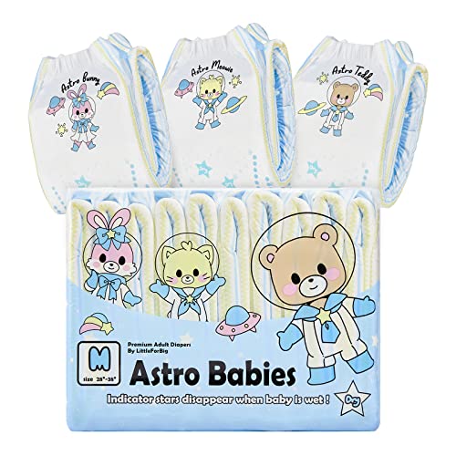 Littleforbig Printed Adult Brief Diapers 10 Pieces - Astro Babies(M) - Medium - 1 Count (Pack of 10)