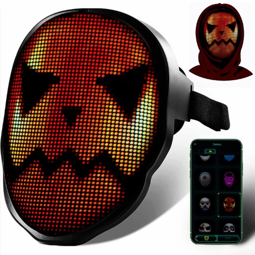 AINSKO LED Face Mask, APP Control Light Up Shining Mask Glowing and Luminous Mask for Halloween Costumes Cosplay Masks - USBC Rechargable
