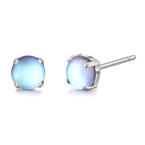 Limerencia Pure Titanium Hypoallergenic Earrings，Opal/Moonstone/Cat's Eye/Blue Turquoise Stud Earrings, Implant Grade|Delicate Jewelry For Sensitive Ears - 5mm Moonstone