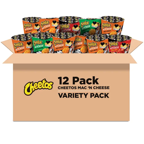 Cheetos Mac 'N Cheese, 3 Flavor Variety Pack, (12 Cups) - Mac N' Cheese Variety Pack, Cups