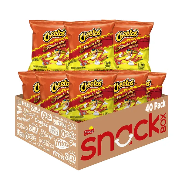 Cheetos Crunchy Flamin' Hot Cheese Flavored Snacks, 1 Ounce (Pack of 40)