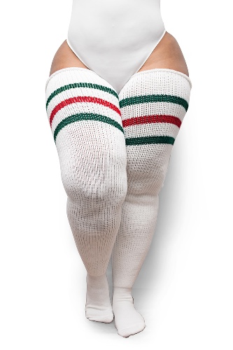 White Green & Red Stripes - Long 36 Inches