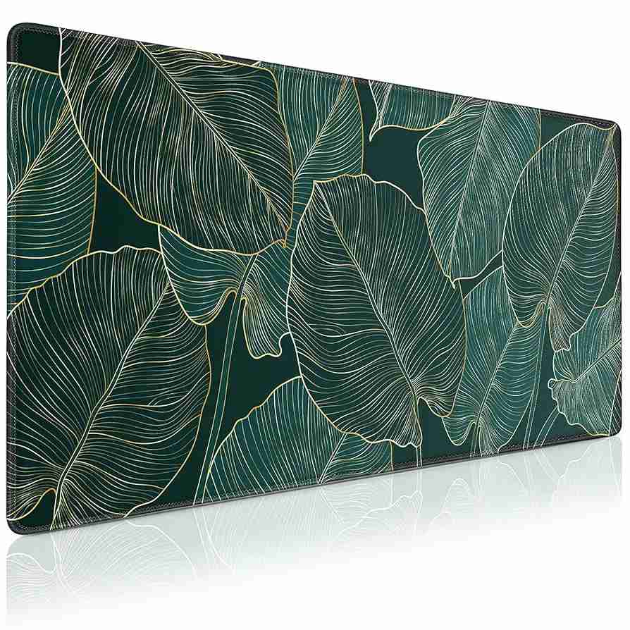 Desk Mat (Goldene grüne Palmblätter)