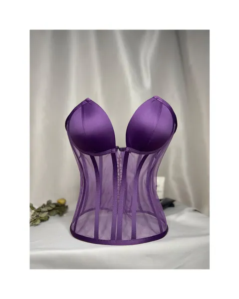 Transparent corset, purple wedding corset, firming corset, corset top pattern, corset top, bridal bustier, corset bustier, vintage handmade.