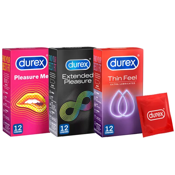 36 X Durex Condoms ( Extended Pleasure-12, Intimate Feel -12, Pleasure Me -12 Combo Deal )