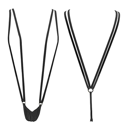 SHERRYLO Slingshot Bikini for Women Topless G String Bottom Extreme Suspender Sling Micro Bikinis - Black