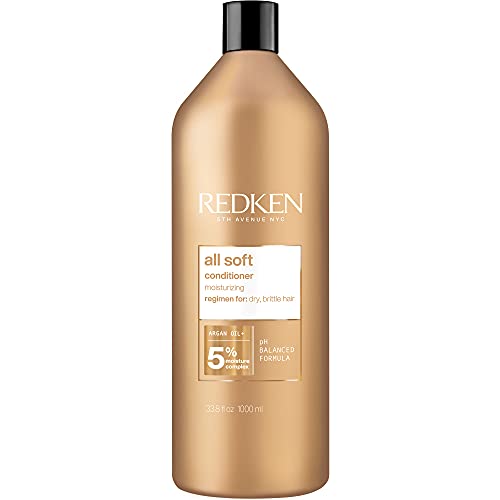 Redken All Soft Conditioner | Deeply Conditions and Hydrates | Softens, Smooths, and Adds Shine | Safe for Color-Treated Hair | Nourishing Shampoo for Dry Hair | With Argan Oil - 33.80 Fl Oz (Pack of 1)