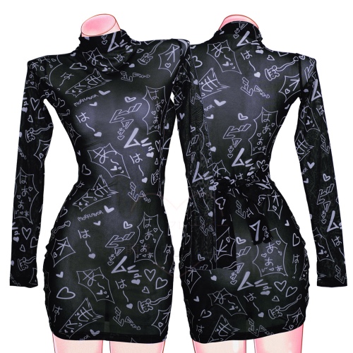 Mesh Manga Noises Dress - White / L/XL