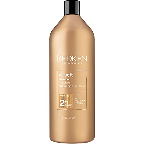 Redken All Soft Shampoo | Deeply Moisturizes and Hydrates | Softens, Smooths, and Adds Shine | Safe for Color-Treated Hair | Nourishing Shampoo for Dry Hair | With Argan Oil - 33.8 Fl Oz (Pack of 1)