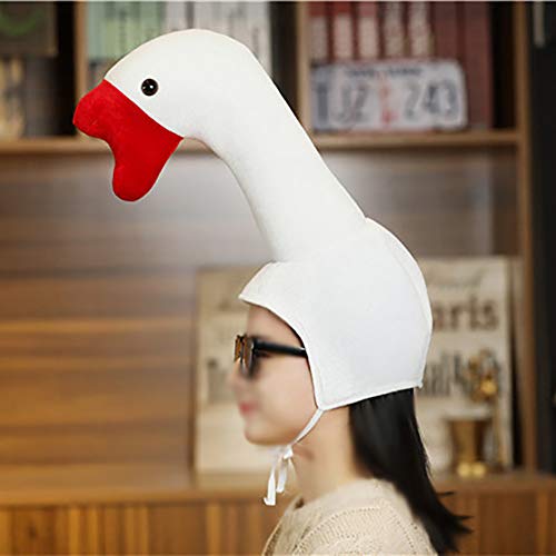 Warmtree Cute Plush Hat Funny Novelty Plush Animal Fruit Hat Mask Cap Photo Props Dress Up Hat Cosplay Halloween Party Costume Headgear (Goose) - Goose