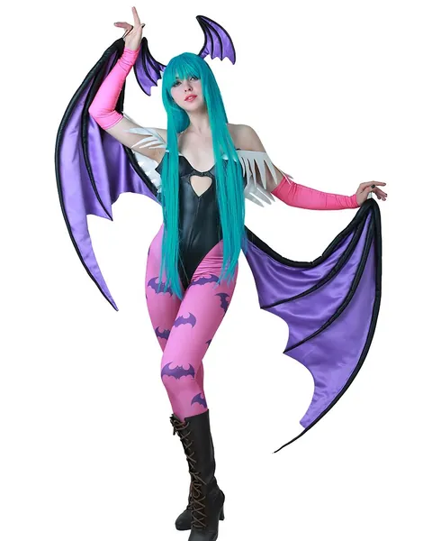 Miccostumes Women's Game Heart Hollow Top Cosplay Costume With Wings Leggings