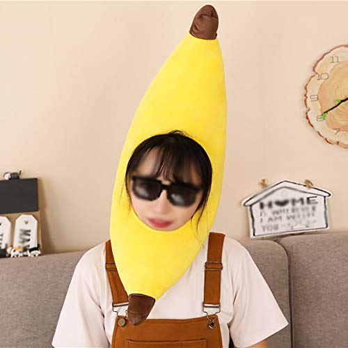 Warmtree Cute Plush Hat Funny Novelty Plush Animal Fruit Hat Mask Cap Photo Props Dress Up Hat Cosplay Halloween Party Costume Headgear (Banana) - Banana