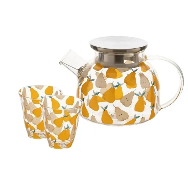 Pear Fields Borosilicate Glass Teapot Set by Estilo Living - Teapot Set