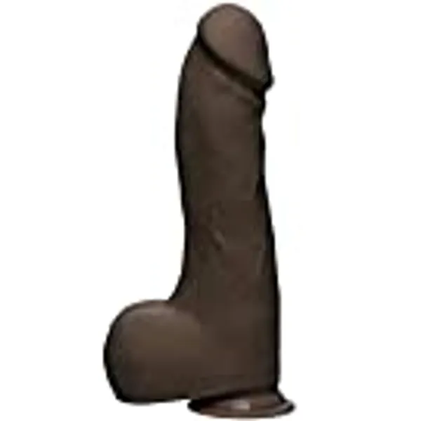 Doc Johnson The D - Master D - 10.5 Inch with Balls - ULTRASKYN - 10.5" Long and 3" Wide - Strong Suction Cup Base - O-Ring Harness Compatible Dildo, Chocolate