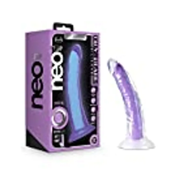Neo Elite Glow in The Dark Light 7 Inch Silicone Dual Density Suction Cup Harness Compatible Dildo Sex Toy for Men Women Couples