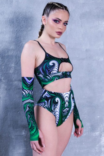 Green Serpent Booty Shorts Set | M / Whole Set