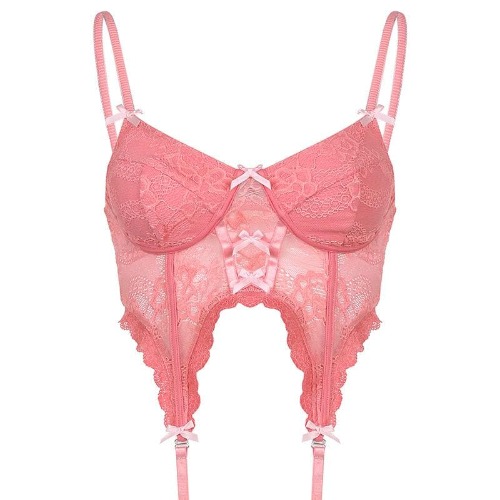 Lace bowknot pink bralette top | Pink / S