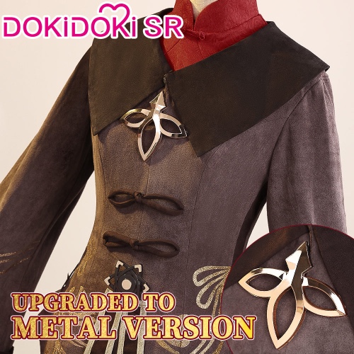 【Ready For Ship】【Size S-XXL】DokiDoki-SR Game Genshin Impact Hutao Cosplay Costume Hu Tao Costume Halloween | Hutao / Upgrade Ver. Costume Only（Metal Chest Accessories）-S