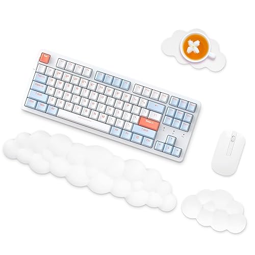 white keyboard and mouse wrist rest