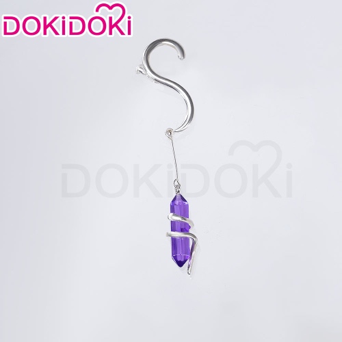 【Ready For Ship】DokiDoki Game Honkai: Star Rail Cosplay Acheron/ Second Form Wig Long Straight Purple/ Grey Gradient Hair/ Tattoo Stickers | Purple Earring Only-Ready For Ship